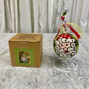 🎅🏼 Glory Haus hand painted ceramic Santa Christmas ball in original box
